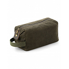 Olive Green Heritage Waxed Canvas Wash Bag