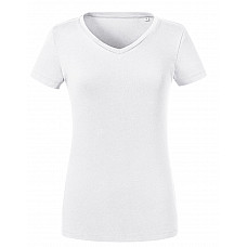 White Ladies' V-Neck T