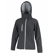 Black/ Grey Women's TX Performance Hooded Softshell Jacket