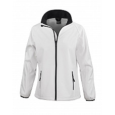 White/Black Ladies' Printable Softshell Jacket