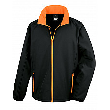 Black/Orange Men's Printable Softshell Jacket