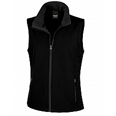 Black/Black Ladies' Printable Softshell Bodywarmer