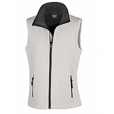 White/Black Ladies' Printable Softshell Bodywarmer