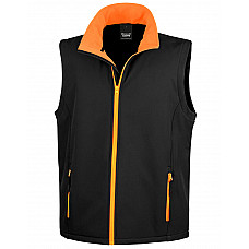 Black/Orange Men's Printable Softshell Bodywarmer