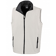 White/Black Men's Printable Softshell Bodywarmer