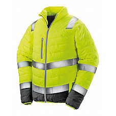 Fluro Yellow Men's Soft Padded Safety Jacket