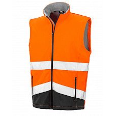 Fluorescent Orange/Black Printable Safety Softshell Gilet