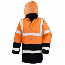 Fluorescent Orange/Black Motorway 2-Tone Safety Coat