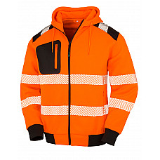 Fluoresent Orange Recycled Zipped Safety Hoody