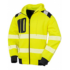 Fluoresent Yellow Recycled Zipped Safety Hoody