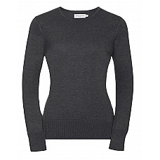 Charcoal Marl Ladies' Crew Neck Knitted Pullover