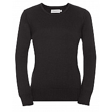 Black Ladies' Crew Neck Knitted Pullover