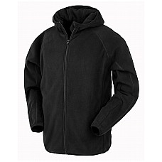 Black Recycled Unisex Hooded Microfleece Jacket