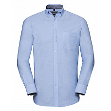 Oxford Blue/Oxford Navy Men's Long Sleeve Tailored Washed Oxford Shirt