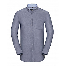 Oxford Navy/Oxford Blue Men's Long Sleeve Tailored Washed Oxford Shirt