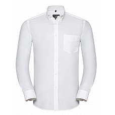 White Men's Long Sleeve Tailored Button-Down Oxford Shirt