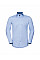 Light Blue/Mid Blue/Bright Navy Men's Long Sleeve Tailored Contrast Herringbone Shirt 