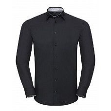 Black/Oxford Grey/Convoy Grey Men's Long Sleeve Tailored Contrast Ultimate Stretch Shirt 