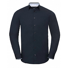 Bright Navy/Oxford Blue/White Men's Long Sleeve Tailored Contrast Ultimate Stretch Shirt 