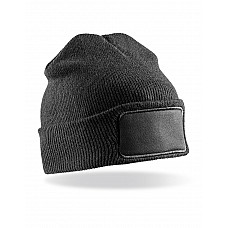 Black Double Knit Printers Beanie