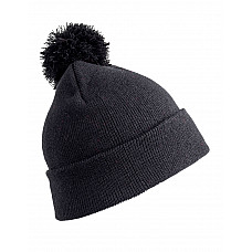 Black Junior Pom Pom Beanie