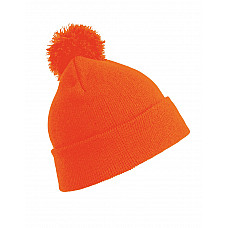 Fluoresent Orange Junior Pom Pom Beanie