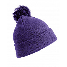 Purple Pom Pom Beanie