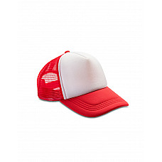 Red/White Detroit 1/2 Mesh Truckers Cap