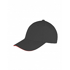 Black/Red Memphis Brushed Cotton Low Profile Sandwich Peak Cap