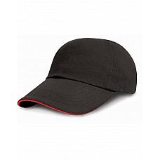 Black/Red Low Profile Heavy Brushed Cotton Cap with Sandwich Peak