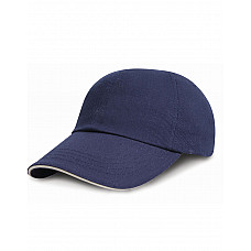 Navy/White Low Profile Heavy Brushed Cotton Cap with Sandwich Peak