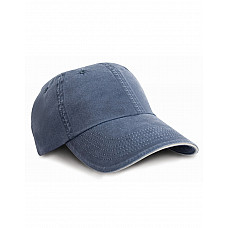 Navy/Putty Washed Fine Line Cotton Cap with Sandwich Peak