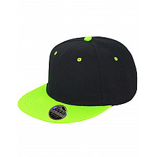 Black/Lime Green Bronx Original Flat Peak Snap Back Dual Colour Cap