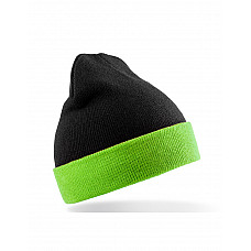 Black/Lime Green Recycled Black Compass Beanie