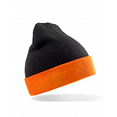 Black/Orange Recycled Black Compass Beanie