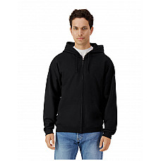 Black Softstyle Midweight Fleece Adult Full Zip Hooded Sweatshirt