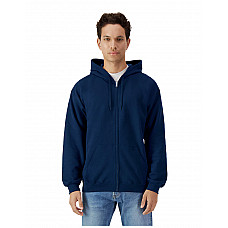 Navy Blue Softstyle Midweight Fleece Adult Full Zip Hooded Sweatshirt