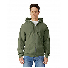 Military Green Softstyle Midweight Fleece Adult Full Zip Hooded Sweatshirt