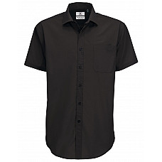 Black Men's Smart Short Sleeve Poplin Shirt