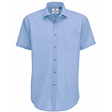 Business Blue Men's Smart Short Sleeve Poplin Shirt