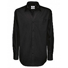 Black Men's Sharp Long Sleeve Twill Shirt