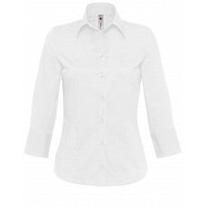 White Women's Milano Poplin 3/4 Sleeve Shirt