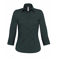 Black Women's Milano Poplin 3/4 Sleeve Shirt