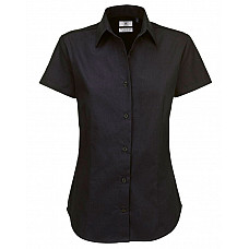 Black Women's Sharp Short Sleeve Twill Shirt