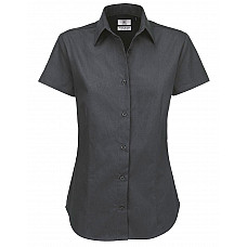 Dark Grey Women's Sharp Short Sleeve Twill Shirt