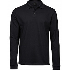 Black Men's Luxury Long Sleeve Stretch Polo