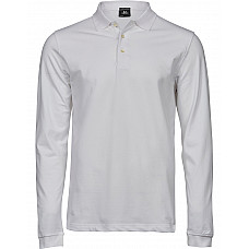 White Men's Luxury Long Sleeve Stretch Polo