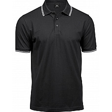 Black/White Men's Luxury Stripe Stretch Polo