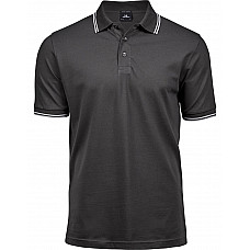 Dark Grey/White Men's Luxury Stripe Stretch Polo