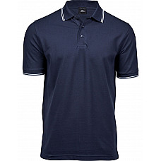 Navy/White Men's Luxury Stripe Stretch Polo